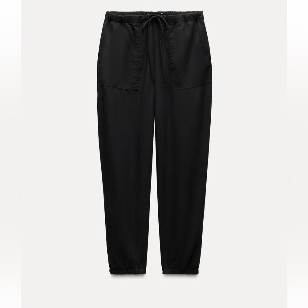 Zara Black Track Pants with High-Waisted Tapered Fit